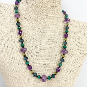 Amethyst Peridot Emerald Garnet Beaded Necklace